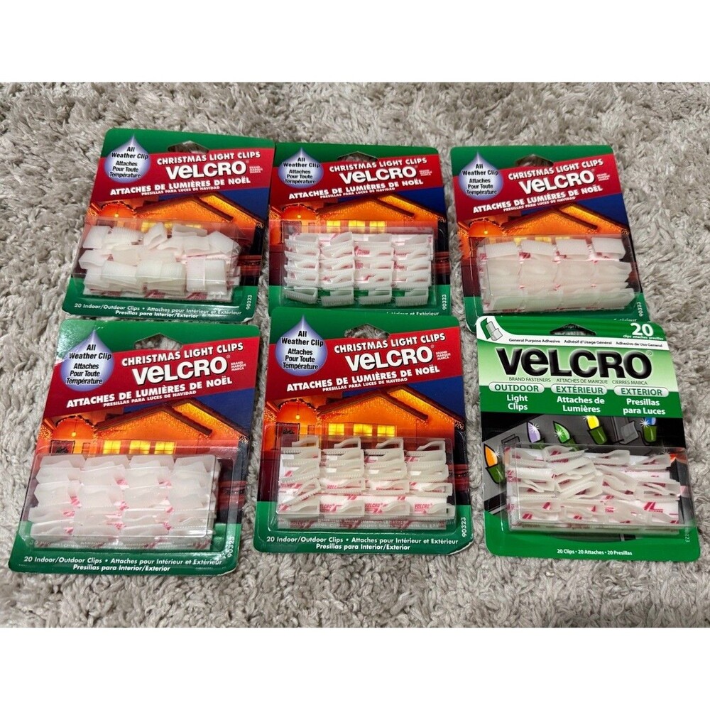 6 Pk Of 20 Each Indoor Outdoor Light All Weather Clips 90323